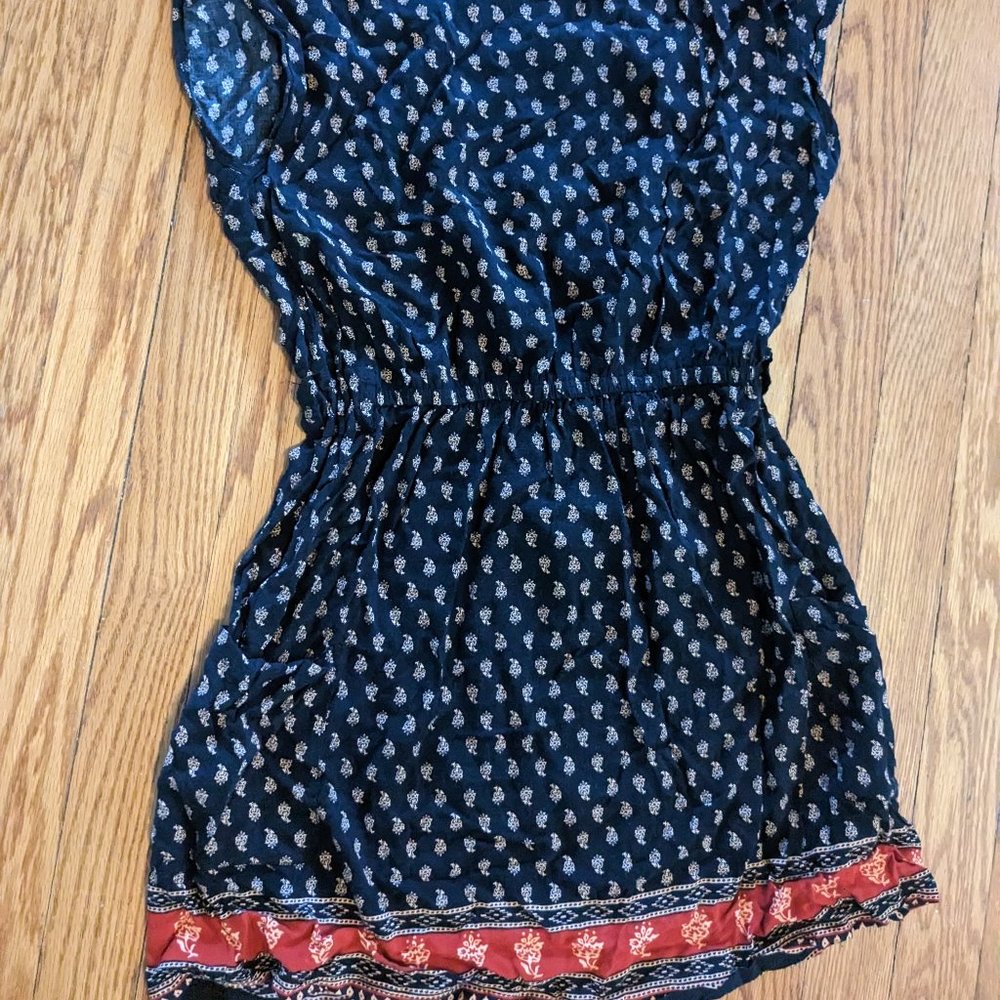 Forever 21 short dress - black floral print with red